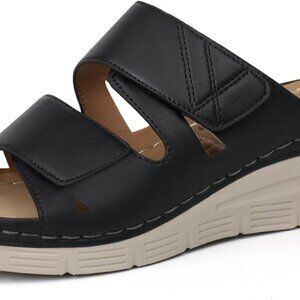 Women Orthotic Slides Sandals Supportive Wedge Water Resistant Open Toe